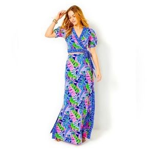 NWT Lilly Pulitzer Sailynn Maxi Set (Blue Grotto/Beleaf in Yourself)